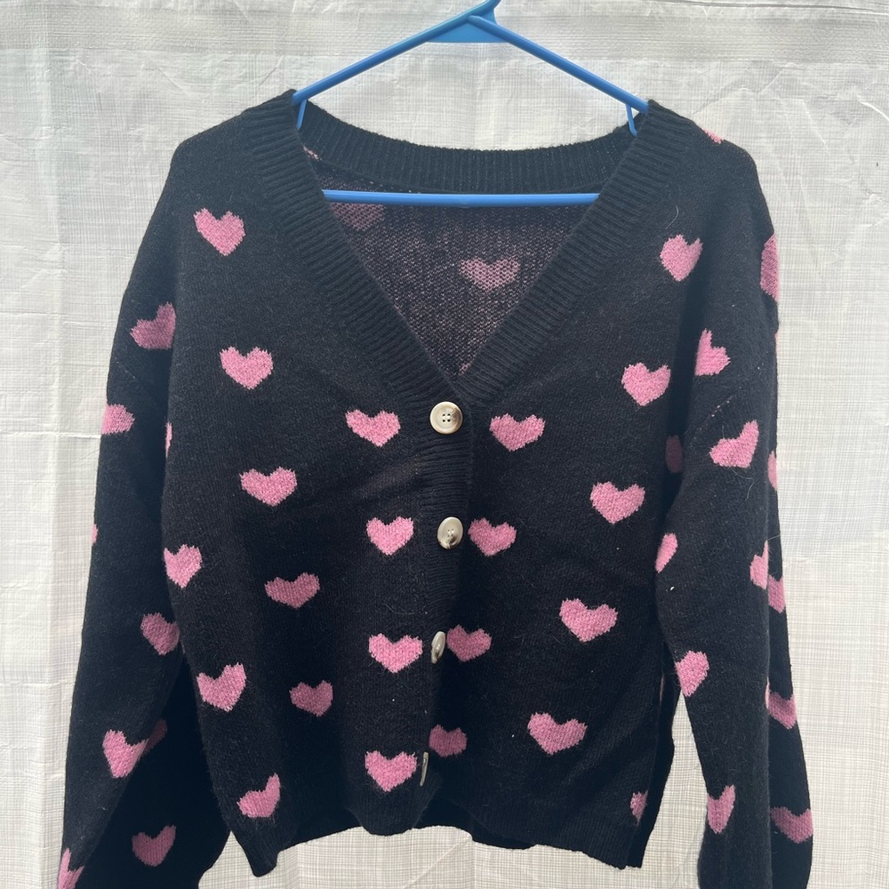 Black and Pink Heart Sweater